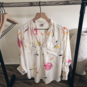 White Floral Blouse